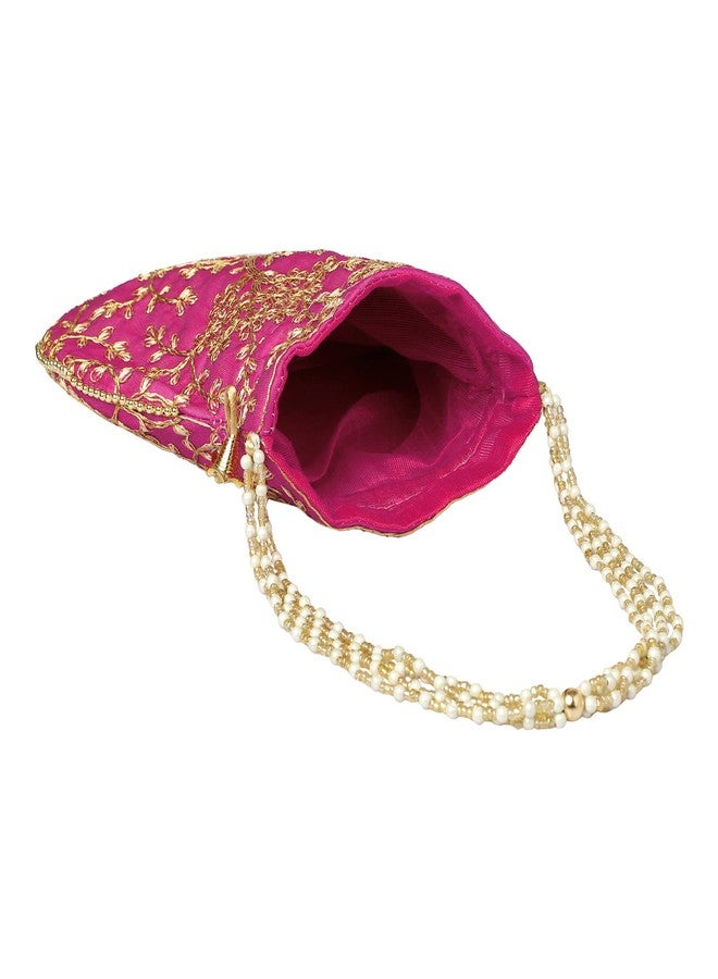 FONSIE rani pink jhola rajputi bag for bridal women organza 1pc - Image 4